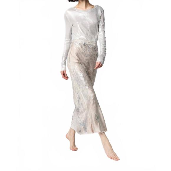 NEW AVANT TOI marble lamination effect stretch silk long skirt in noce moscata - Picture 1 of 2